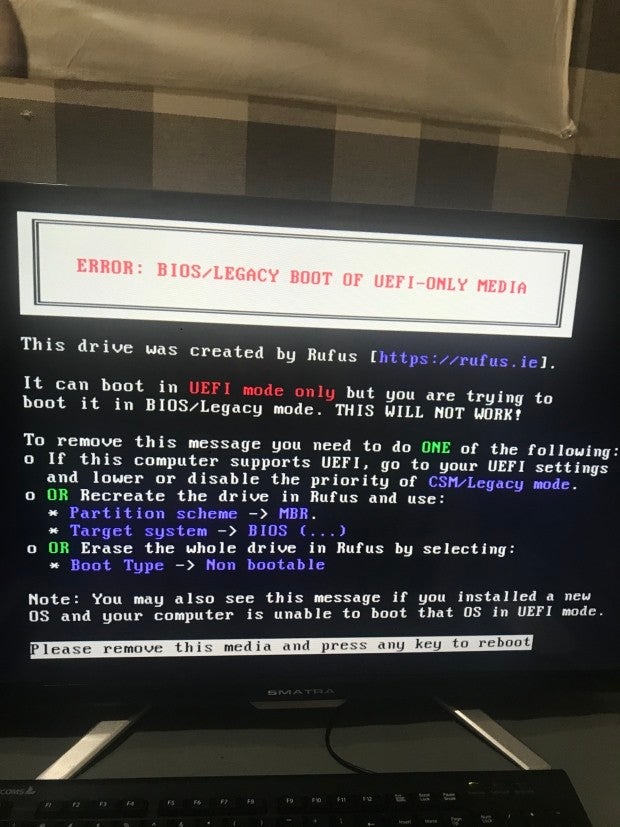 Error bios legacy boot of uefi only media что делать