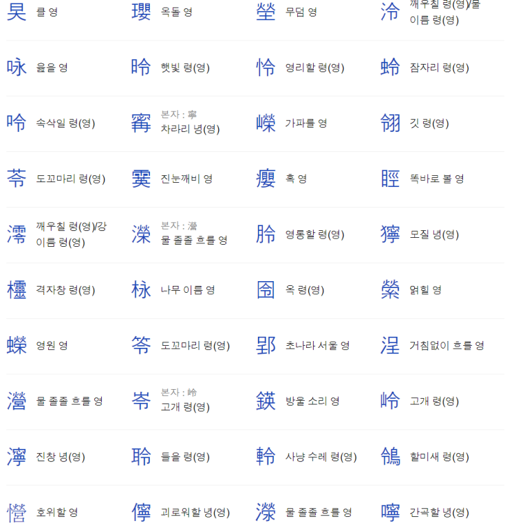 강할 (민) 달빛 (영) 인데 한자이름 의미좀 알려주세용 : 지식iN