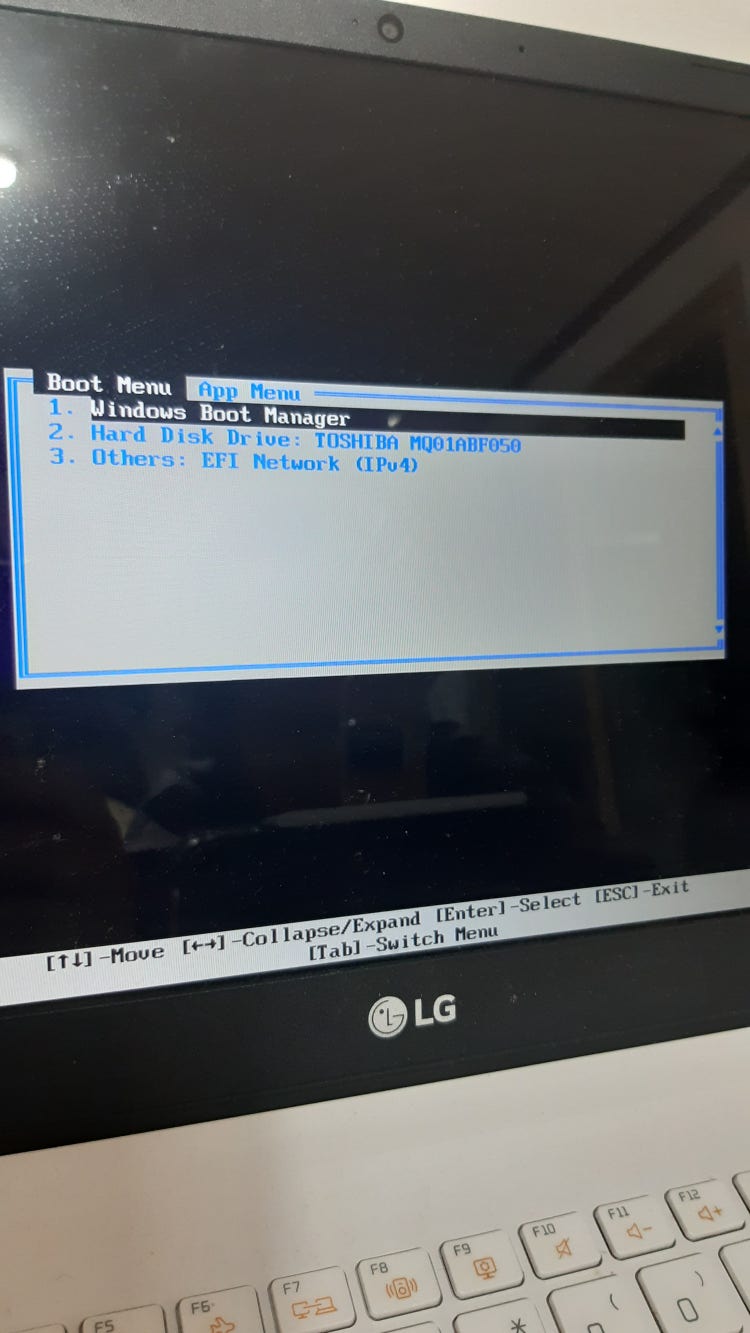 Lg노트북 window boot manager 강제 재부팅 질문이요 지식iN