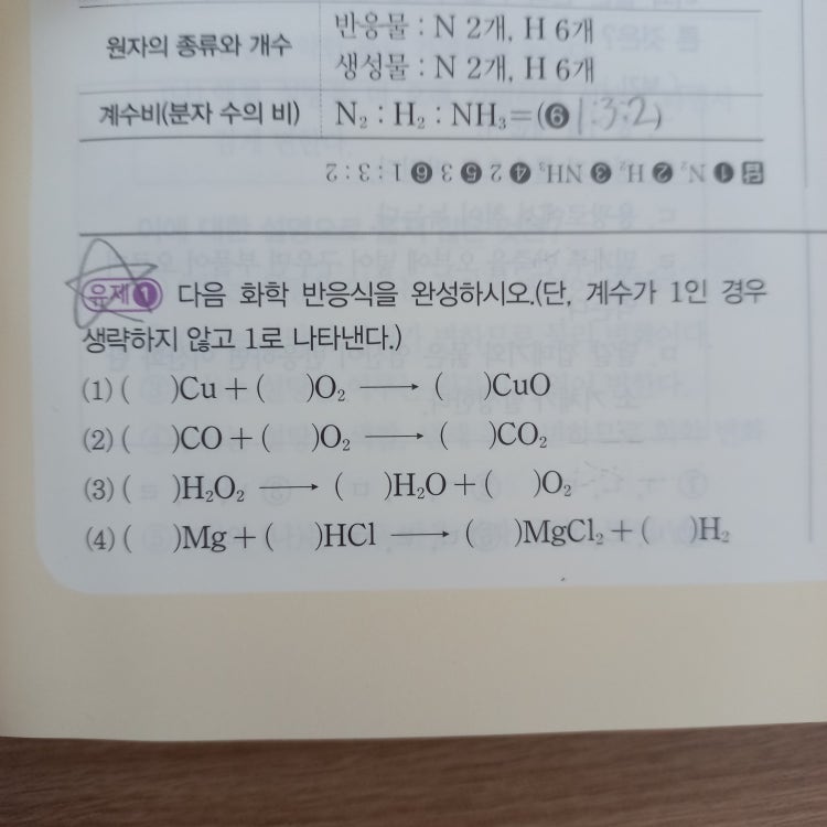 중3 1학기 과학 화학반응식 질문 : 지식In