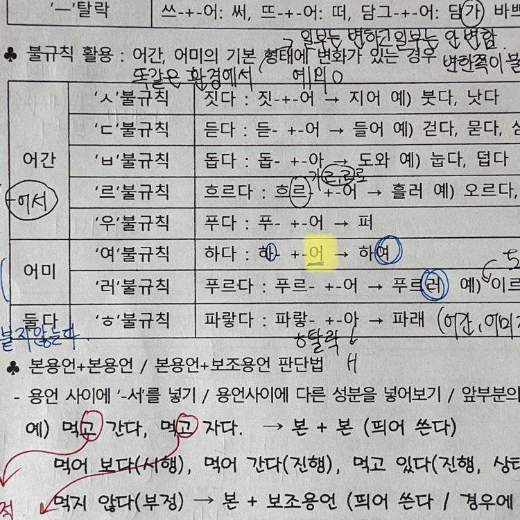 국어 용언 불규칙 활용 : 지식iN