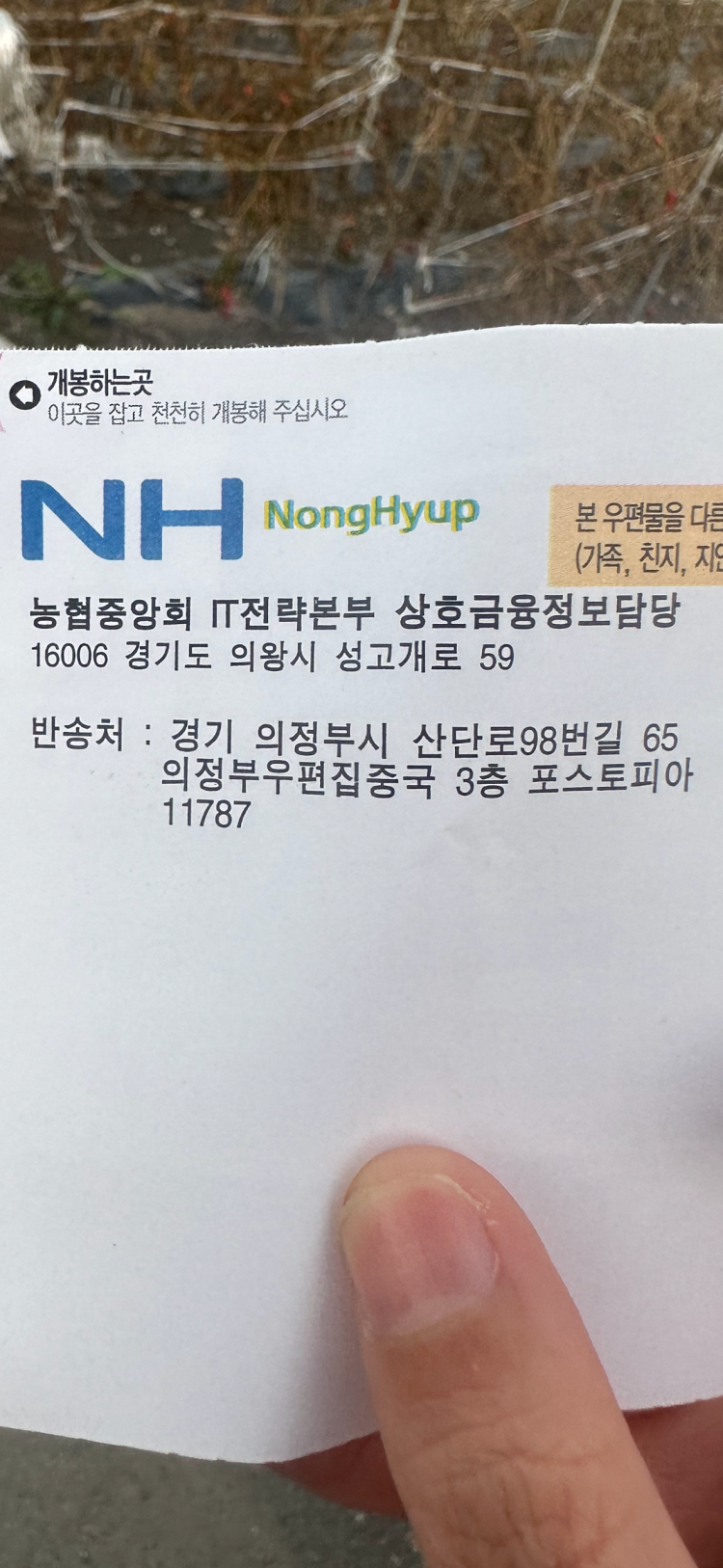 우체국 우편물 급해요 (반송처) : 지식iN