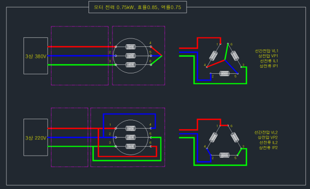 220V/380V 겸용 모터 전압,전류 계산 질문 : 지식iN