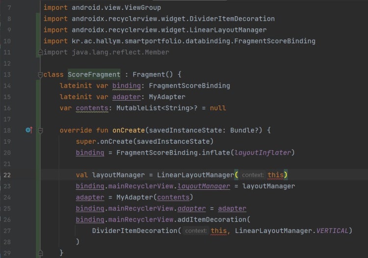  type mismatch inferred type is scorefragment but context was