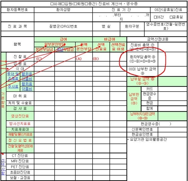 실비 보험 제출용 진료비 계산서 영수증 질문 : 지식In