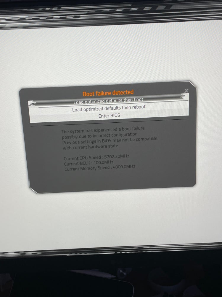 Boot failure detected in