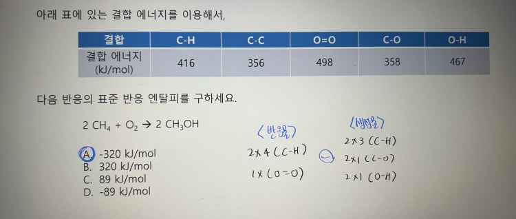 일반화학 표준반응엔탈피 구하기 : 지식In