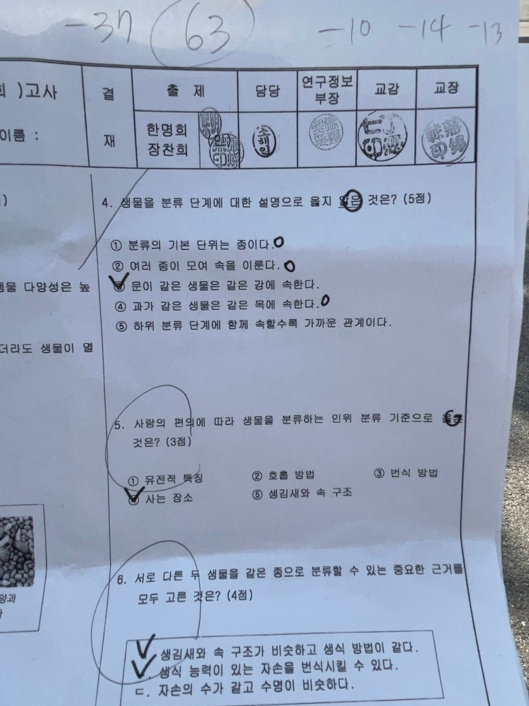 중1 과학 계 문 강 목 과 속 종 : 지식iN