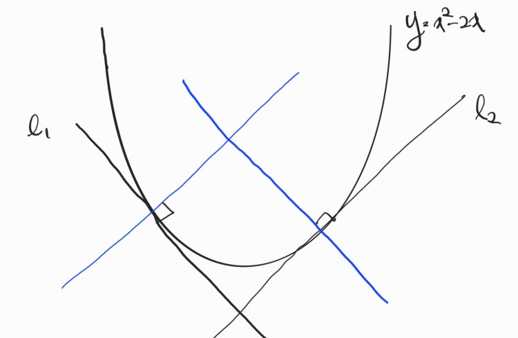 수학 질문 (사실상 국어 질문) 각각의 접점에서의 접선에 수직인 직선이라고 하면 (각각의 접점에서의 ^접선^)에 수직인