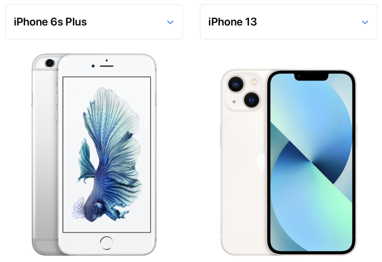 아이폰6s+ 아이폰 13크기차이