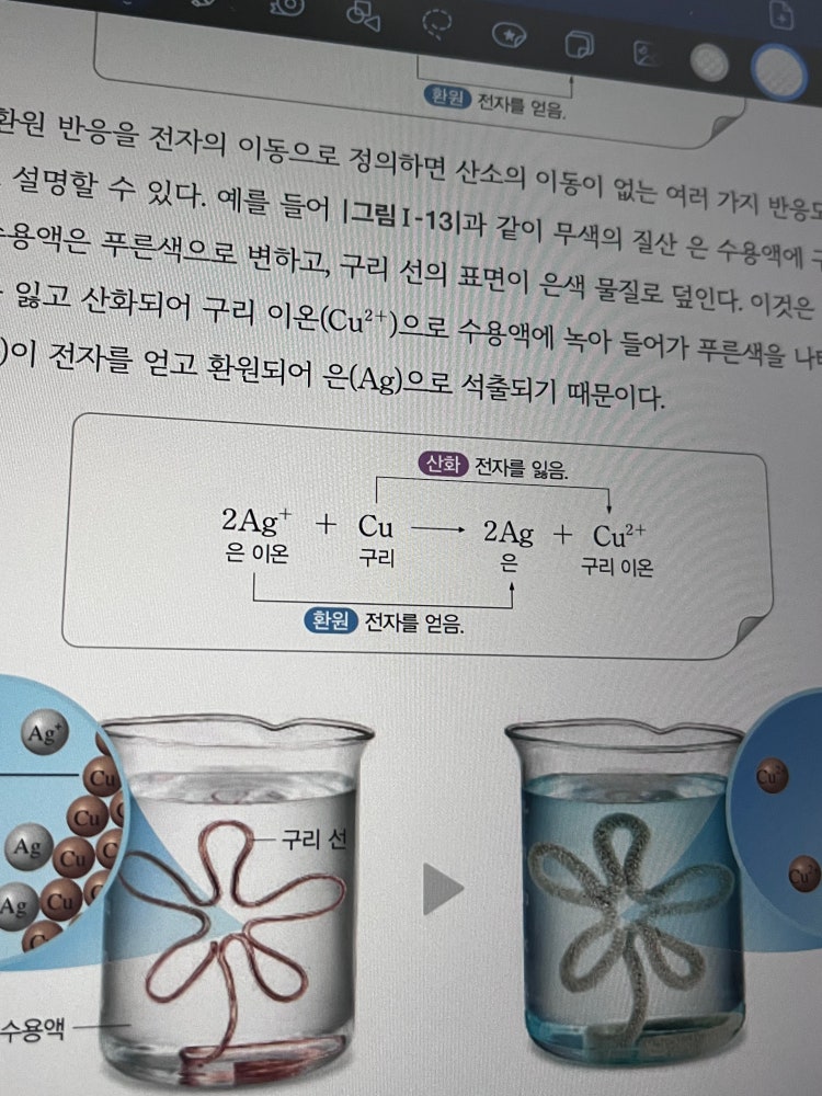 산화환원반응 구리와 질산 은 수용액 : 지식iN