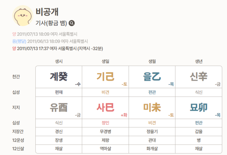 사주 봐주세요 2011.07.13 여자 18:09분 정성스럽