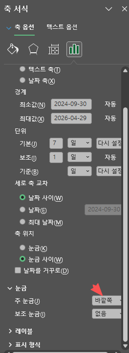 엑셀 차트 가로축 질문 아래 이미지에서 빨간 사각형으로 표시한 부분이