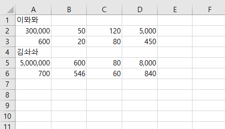 엑셀 함수 통합문서1  이뫄뫄 