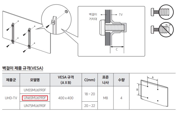 삼성티비 문의 모델명 UHD TV (UN65MU6190) 모