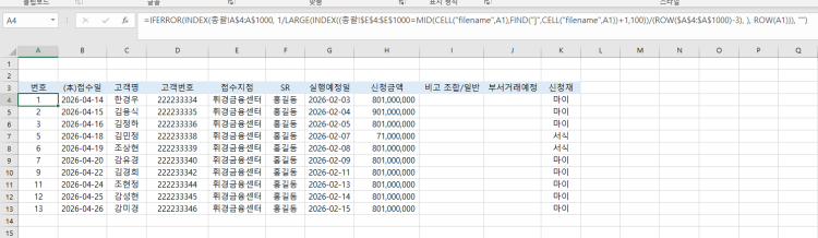 엑셀 고수님 도와 주세요.!! 유첨한 자료를 바탕으로 각 시트별로 구분 투입