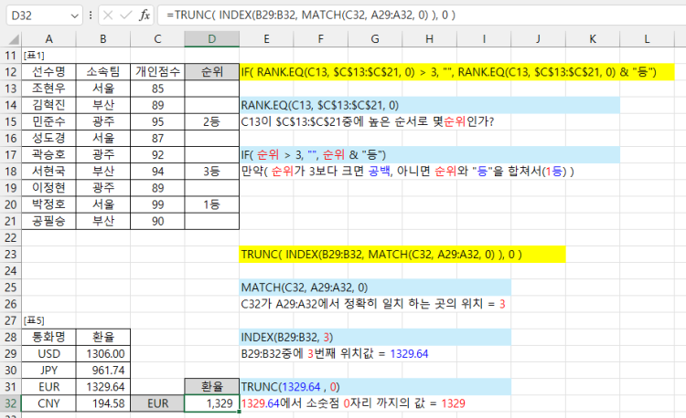 계산엑셀 질문요 학원서 빠질것 같다고 넘어갔는데 궁금해서
